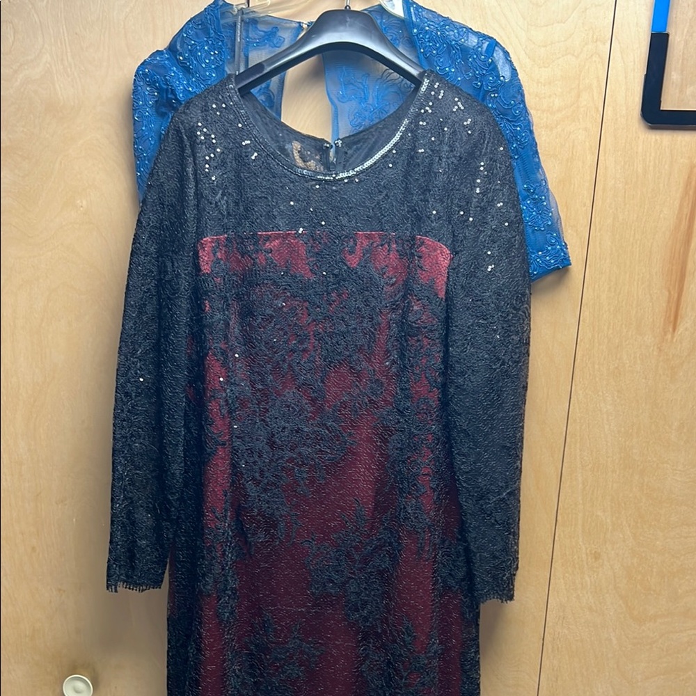 Custom Elegant Black and Red Lace Dress